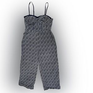 XHilaration Women’s Sleeveless Wide-Legs Navy & White Jumpsuit Size:L